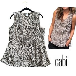 Cabi Leopard Cheetah 2-Piece Sleeveless Blouse Tank Top Camisole Top Pep…